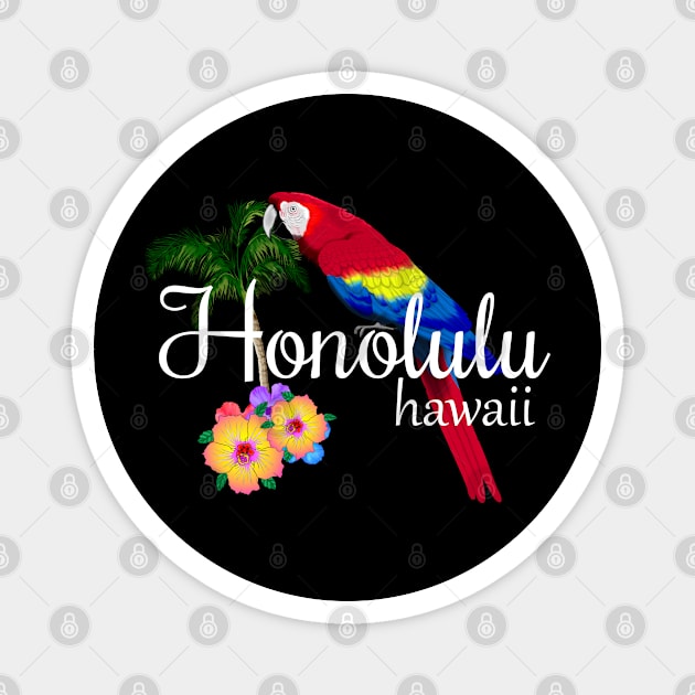 Honolulu Hawaii Tropical Parrot Magnet by macdonaldcreativestudios